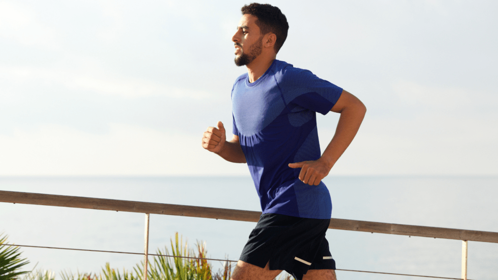 Man running on beach