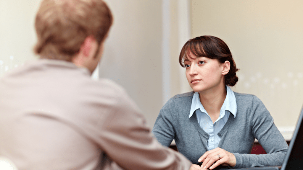 Women talking to her boss