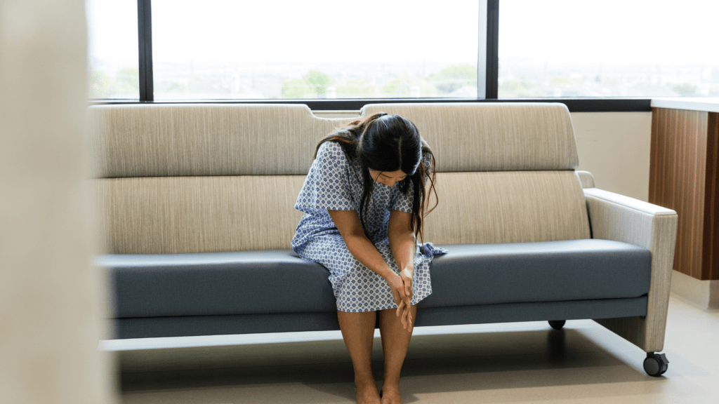 Women in hospital gown